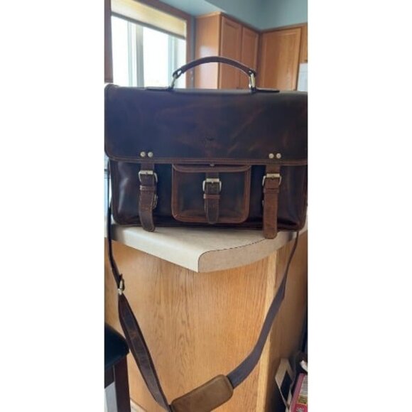 Leather Messenger Bag for Men - Full Grain Leather Briefcase Laptop